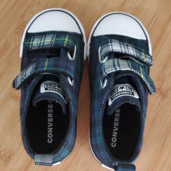 Converse Infant/Toddler CTAS 2V OX Green Plaid Low Top Shoes Size 8 NIB - Picture 5 of 10